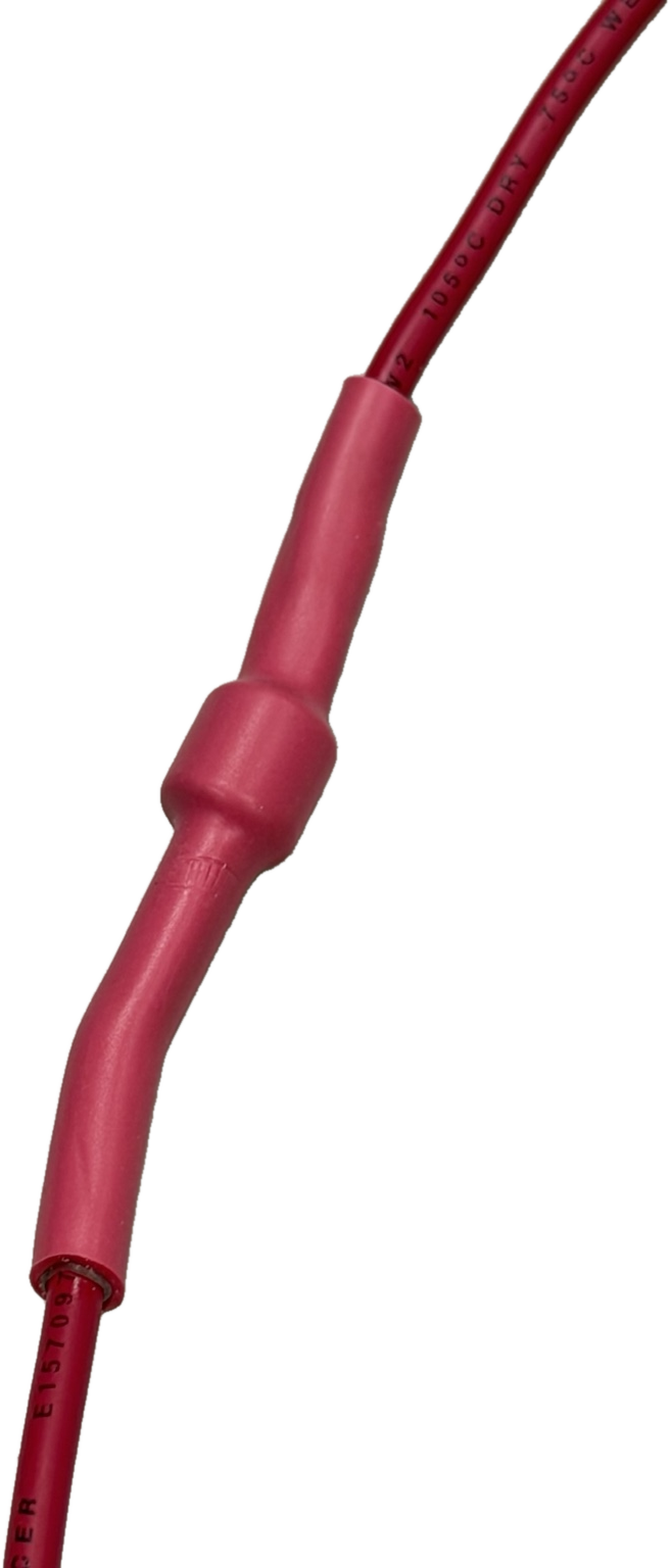 Red input wire with an inline diode under red heat shrink
