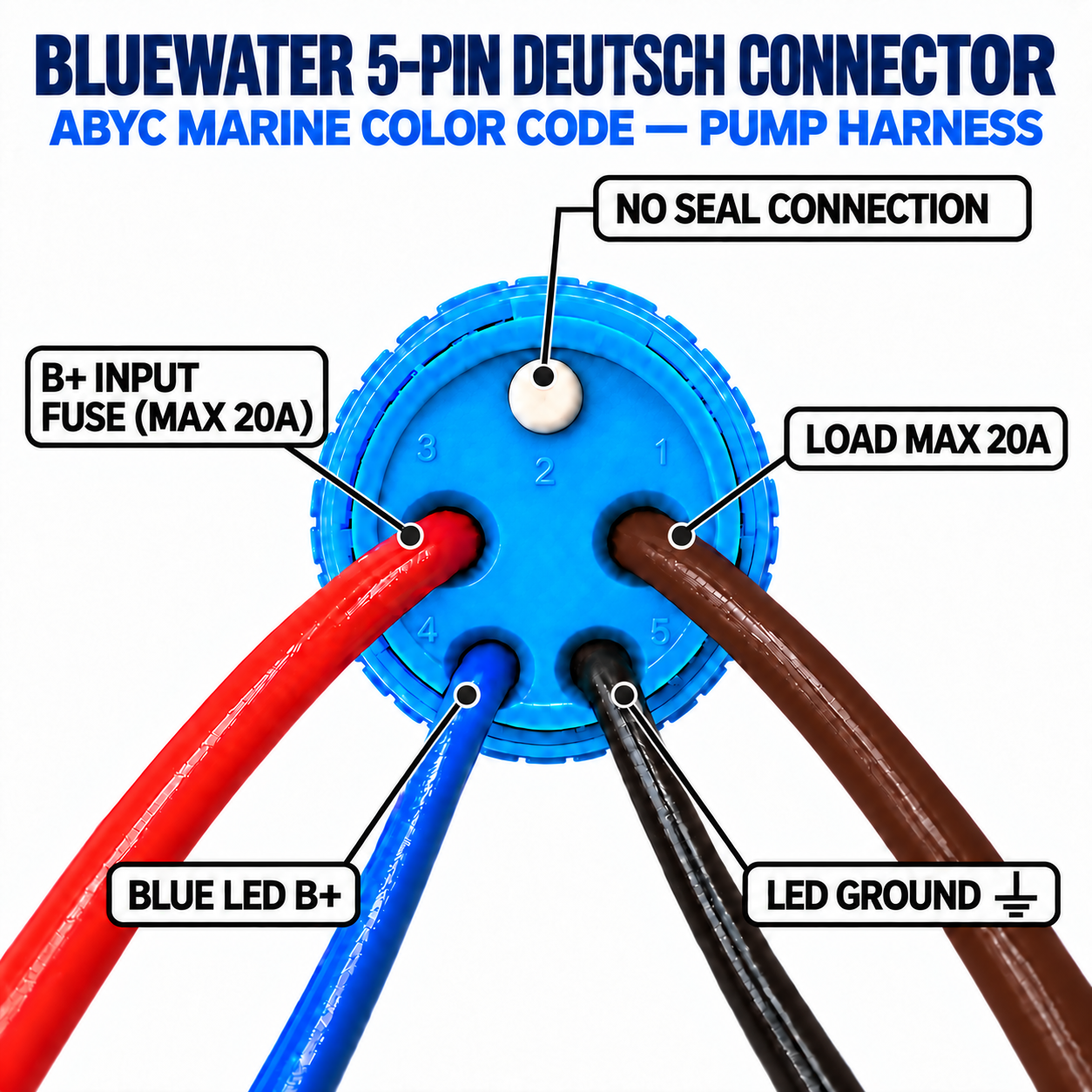 Pump harness connector diagram with brown load wire