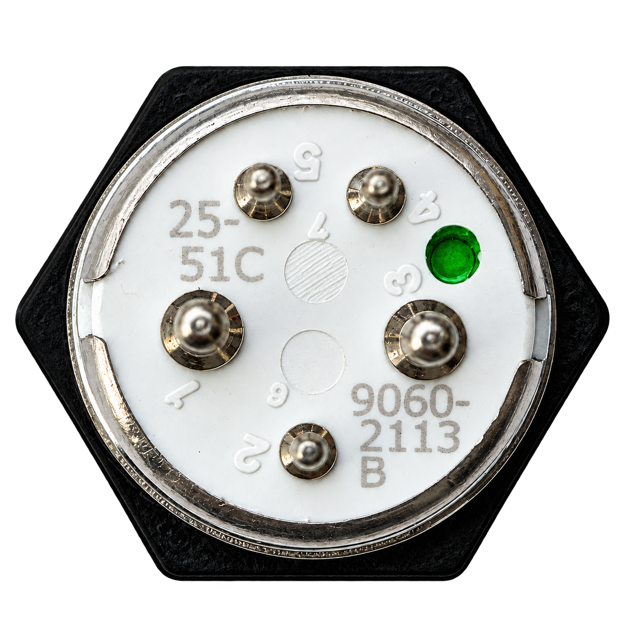 Rear view of Bluewater switch part 9060-2113 with green identification dot