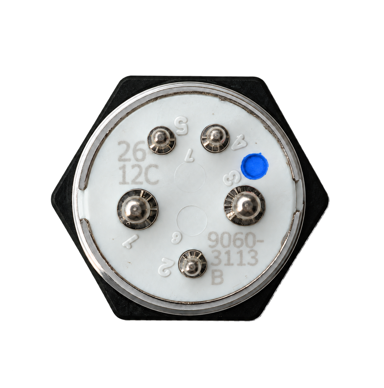 Rear view of Bluewater switch part 9060-3113 with blue identification dot
